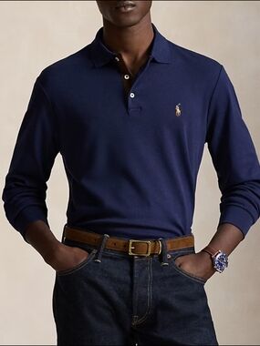 Polo Ralph Lauren Men’s XXL Classic Fit Long Sleeve Polo Shirt Navy Blue VGC